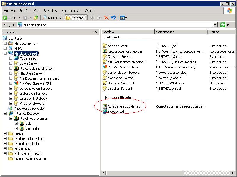 Configurar usuario y de FTP en explorer de windows - Ayuda, Manual, Tutorial, Hosting,Cordoba